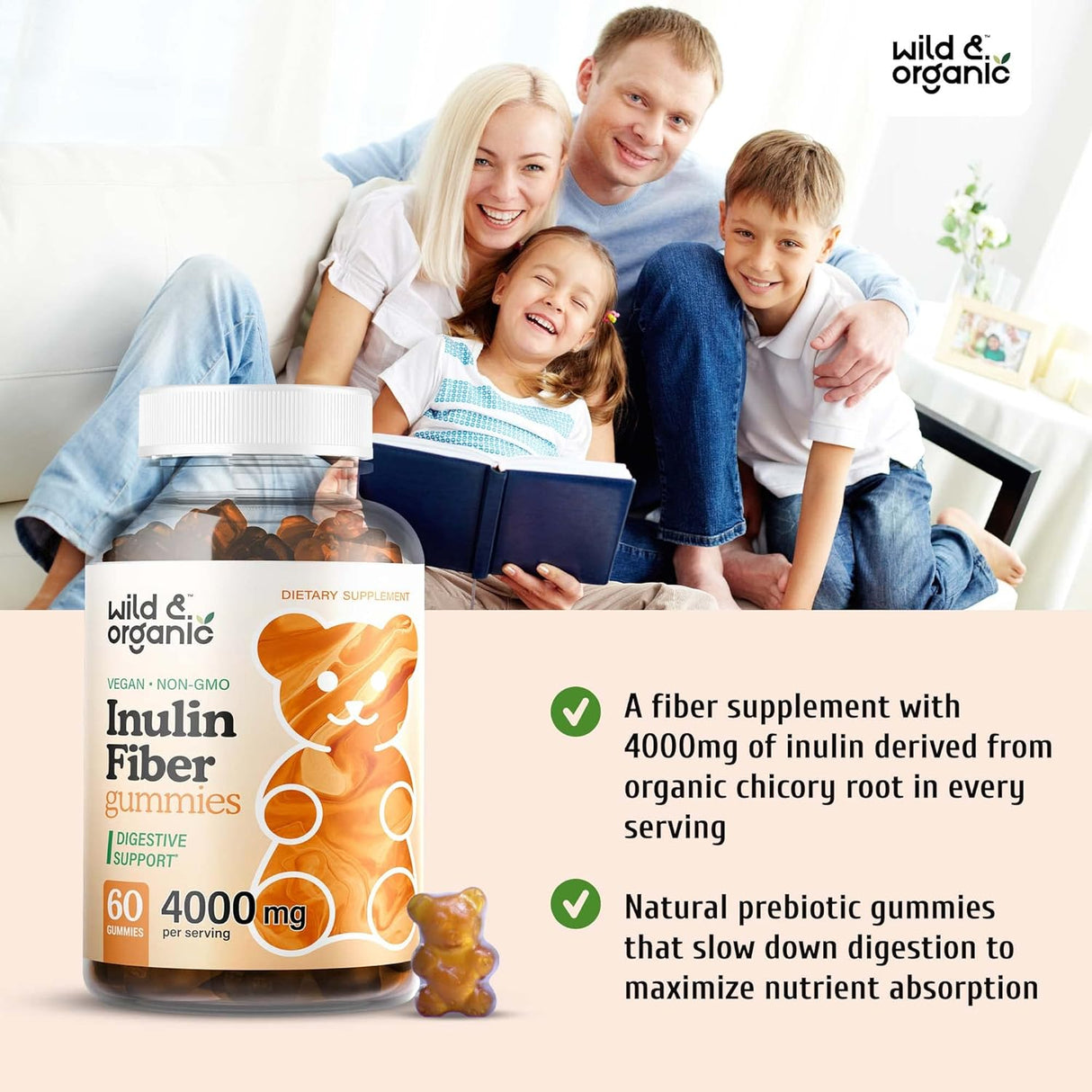 Suplemento de fibra de inulina para la salud estomacal