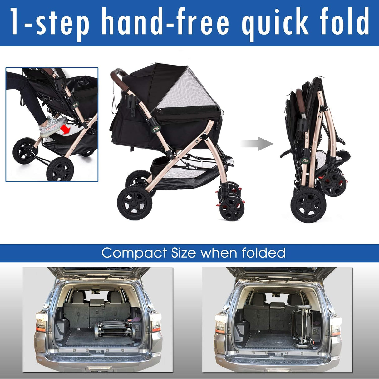 Carrito para mascotas HPZ Pet Rover, pesado, 2nd-Gen.