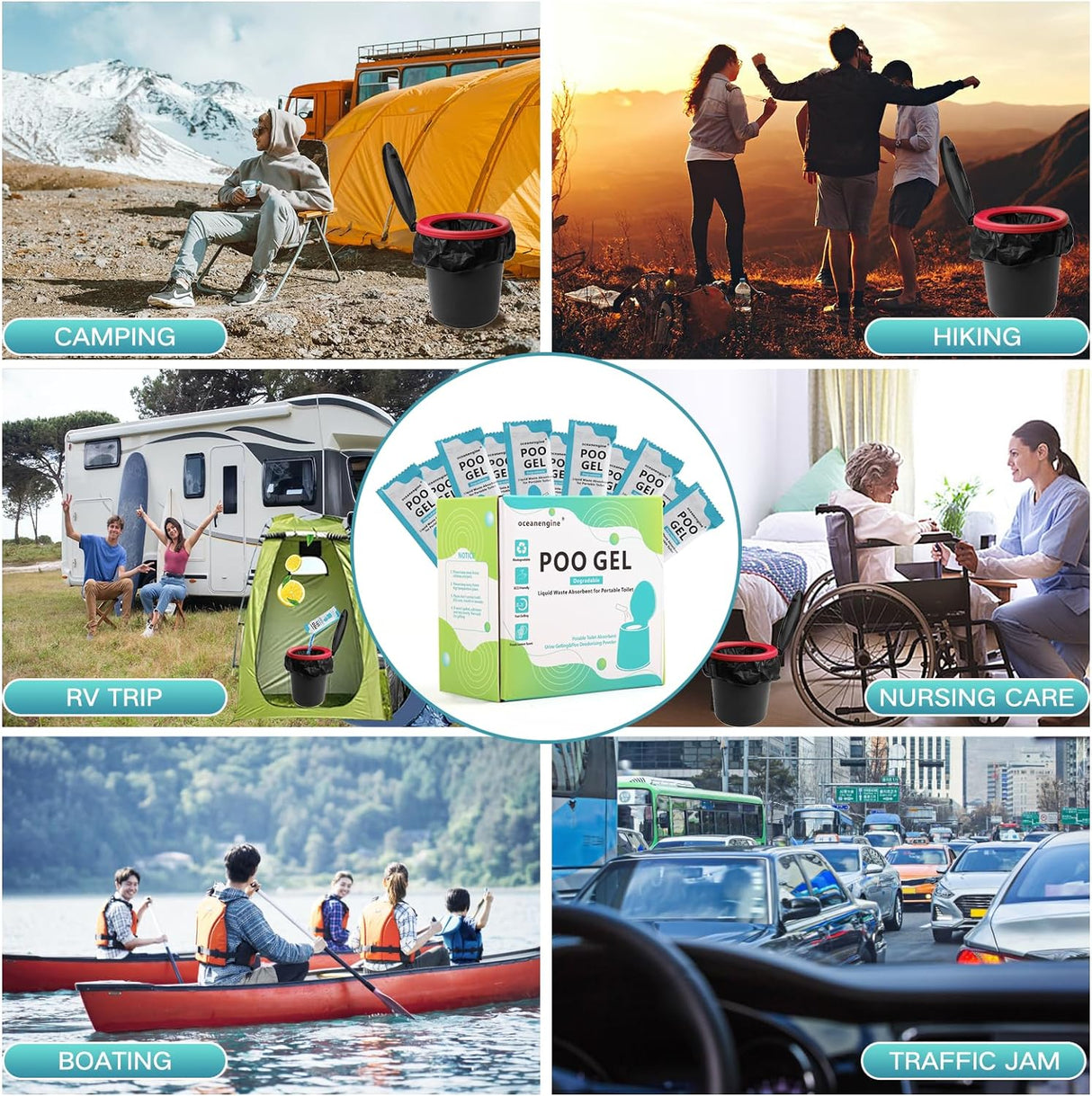 Gel Absorbente para Inodoro Portátil, Polvo para Camping Outdoor