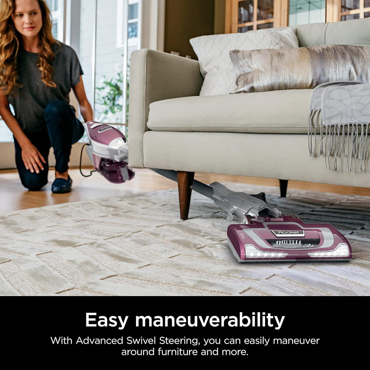 Aspiradora de palo con luces LED y accesorios para mascotas, HV322