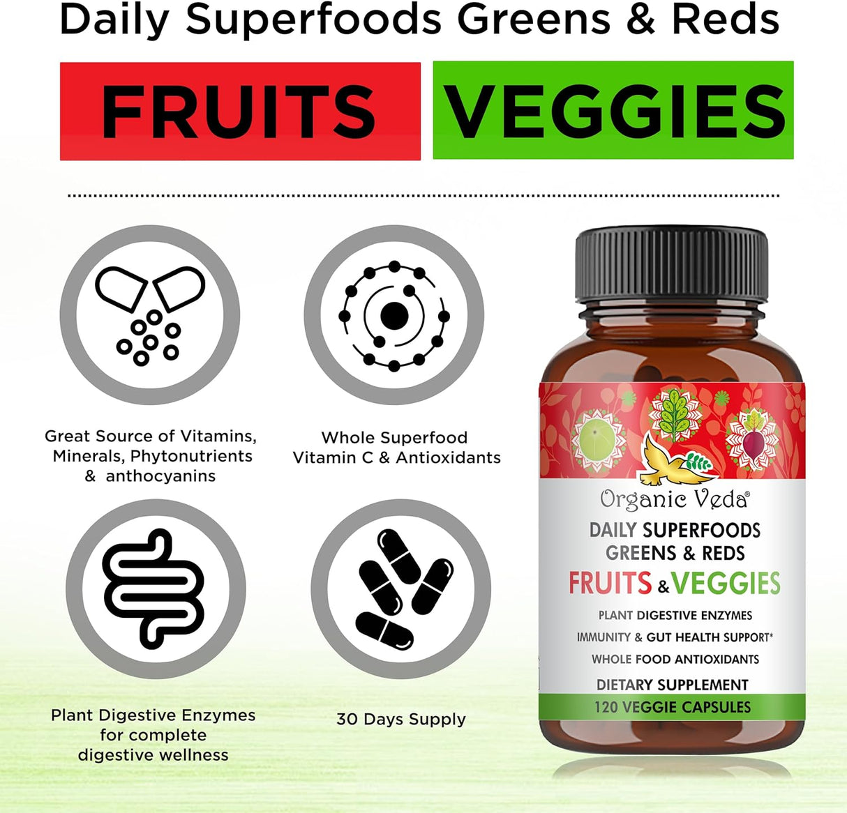 Suplemento Vegano de Frutas y Verduras en Cápsulas