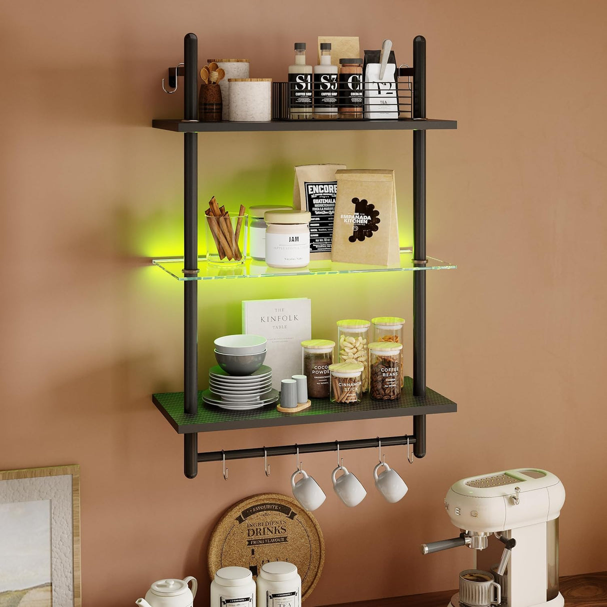 Estanterías Flotantes Bestier, 24 LED, 3 Niveles, para Pared