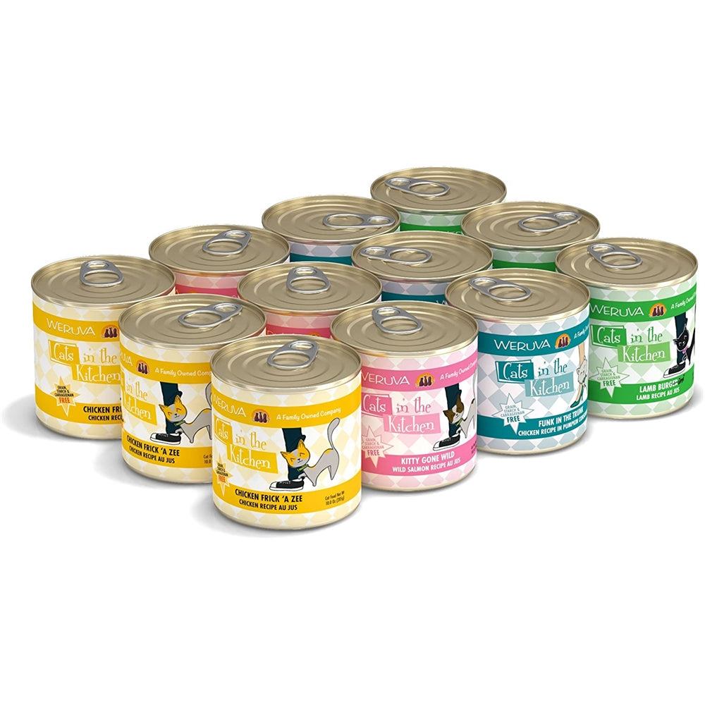 Latas de comida para gatos sin granos húmeda