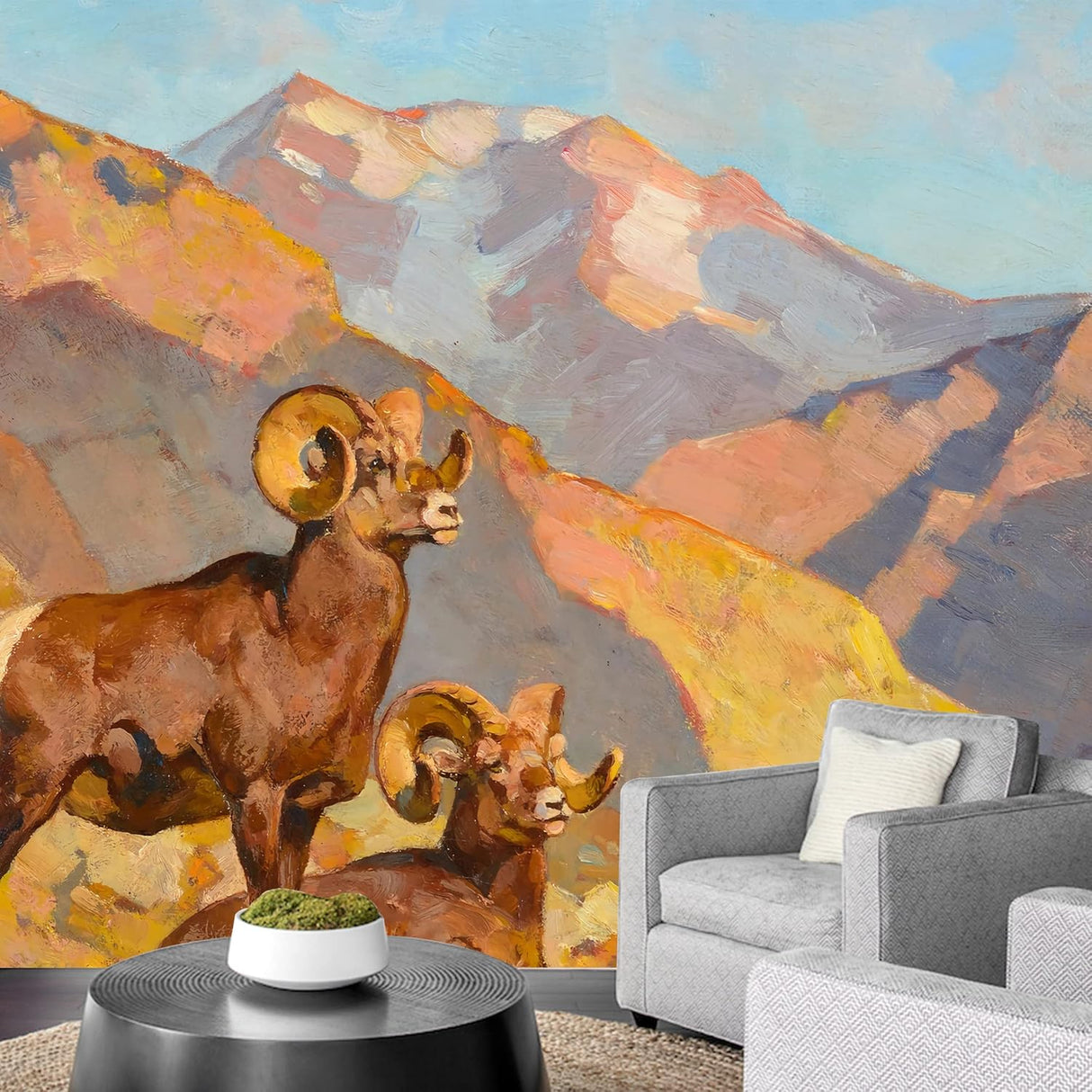 IDEA4WALL Adhesivo mural removible para pared, oveja carnero