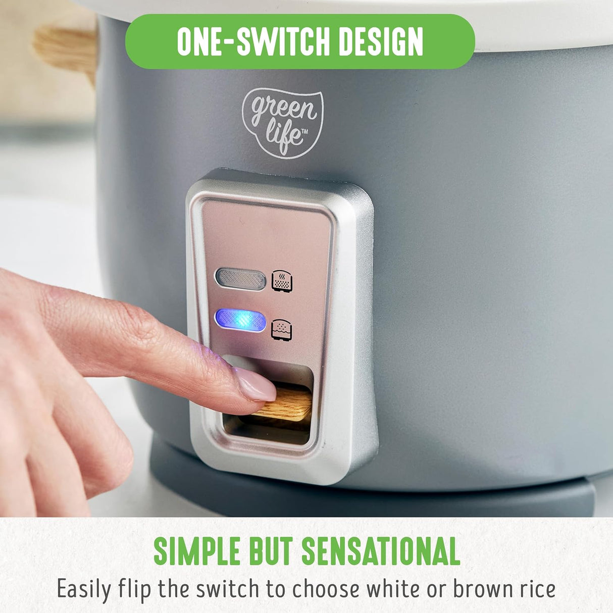 Arrocera GreenLife 6 Tazas, Cerámica Antiadherente, Auto Presets