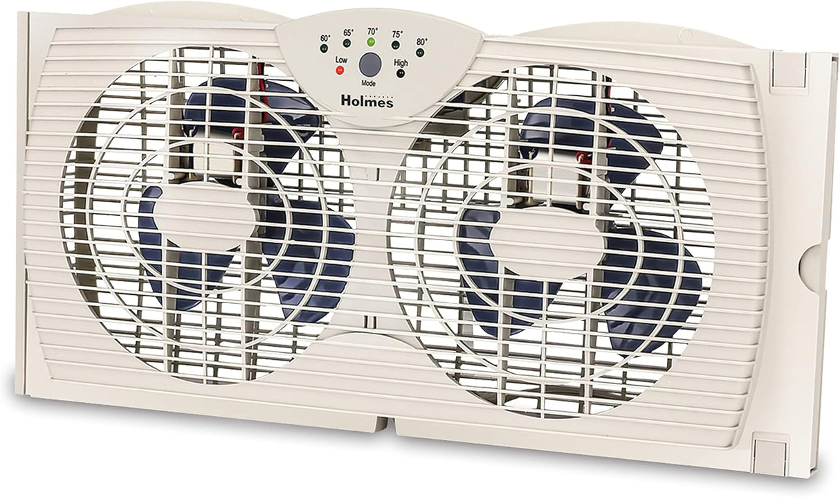 HOLMES Ventilador Doble Digital con Termostato, Modelo Dual Blade