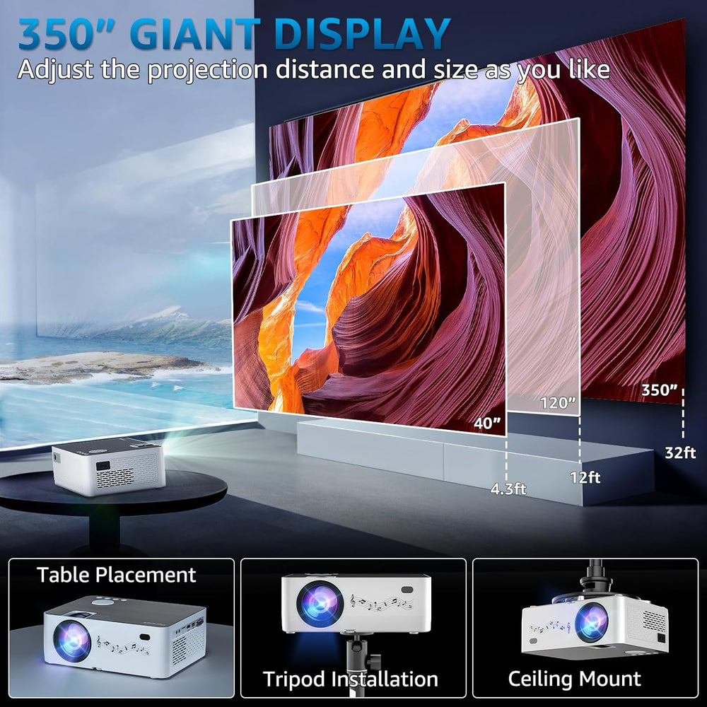 Proyector WiFi y Bluetooth 1080P, 5G, Pantalla 350