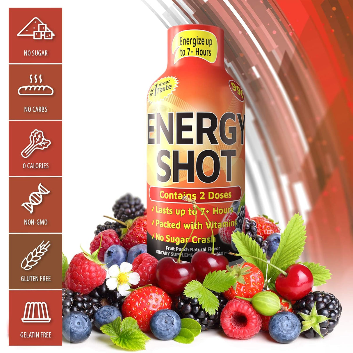 Vitamina Energy Shots, sabor a ponche de frutas pack 12