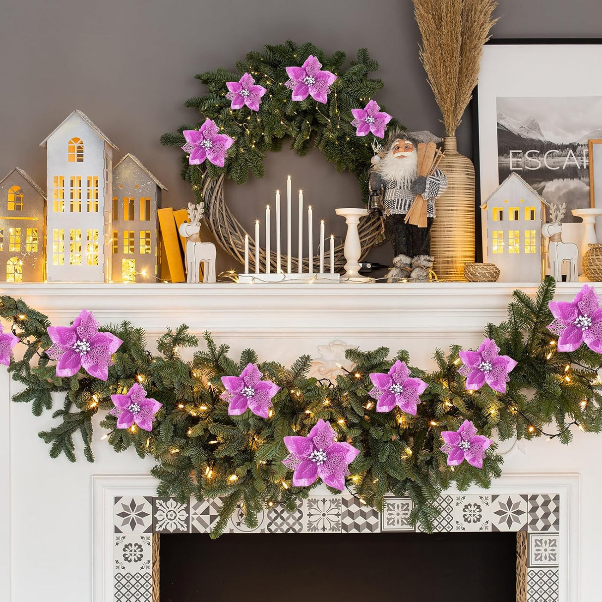 Flores Artificiales de Navidad WILLBOND 36 Piezas Poinsettia