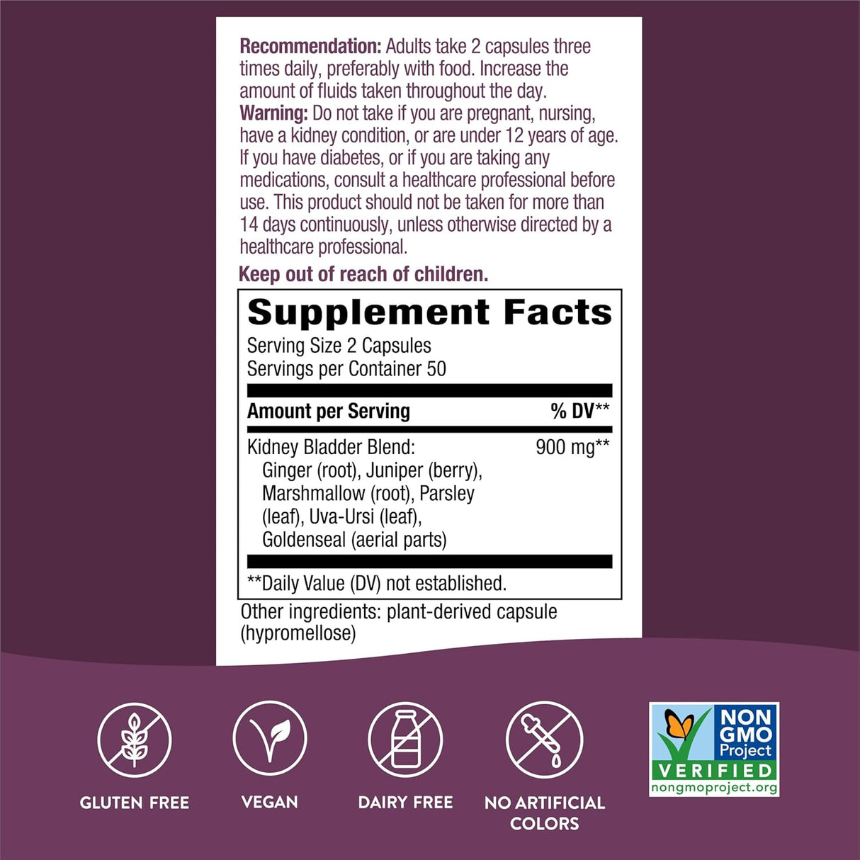 Suplemento Nature 's Way vejiga de riñón 100 Cápsulas