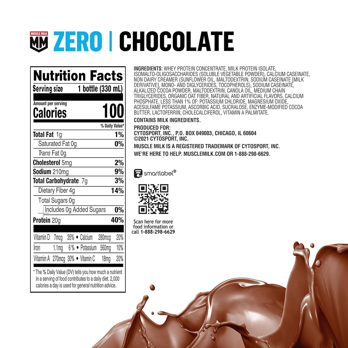 Suplemento Zero Protein Shake, chocolate 12 pack 0.03 onzas