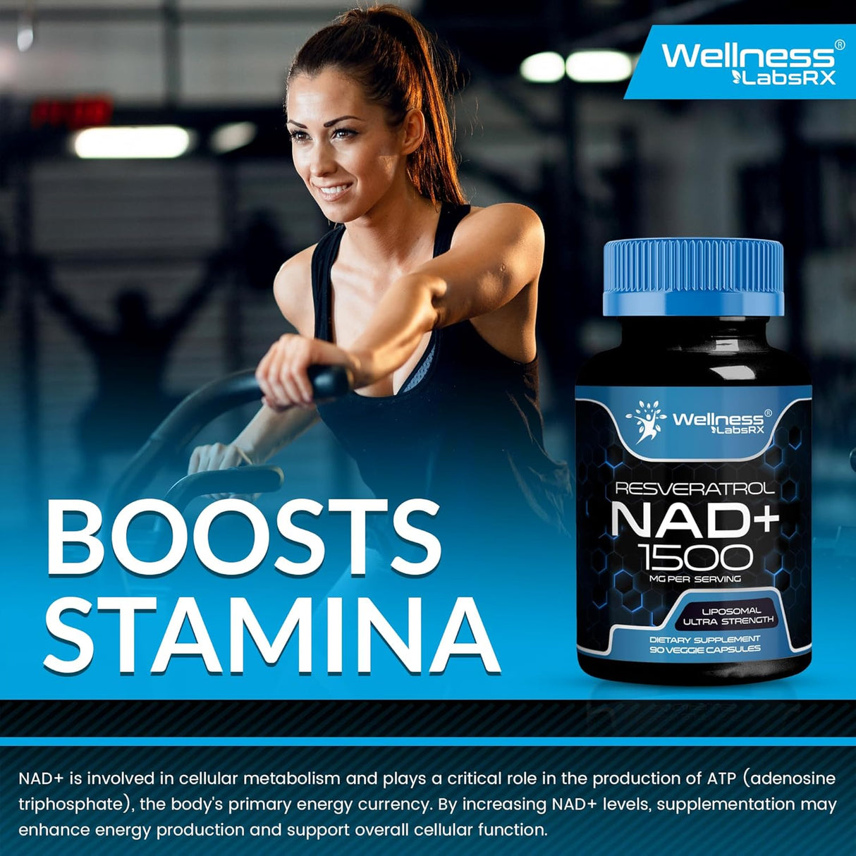 Suplemento de NAD 1500mg Liposomal con Resveratrol - Ultra Fuerte