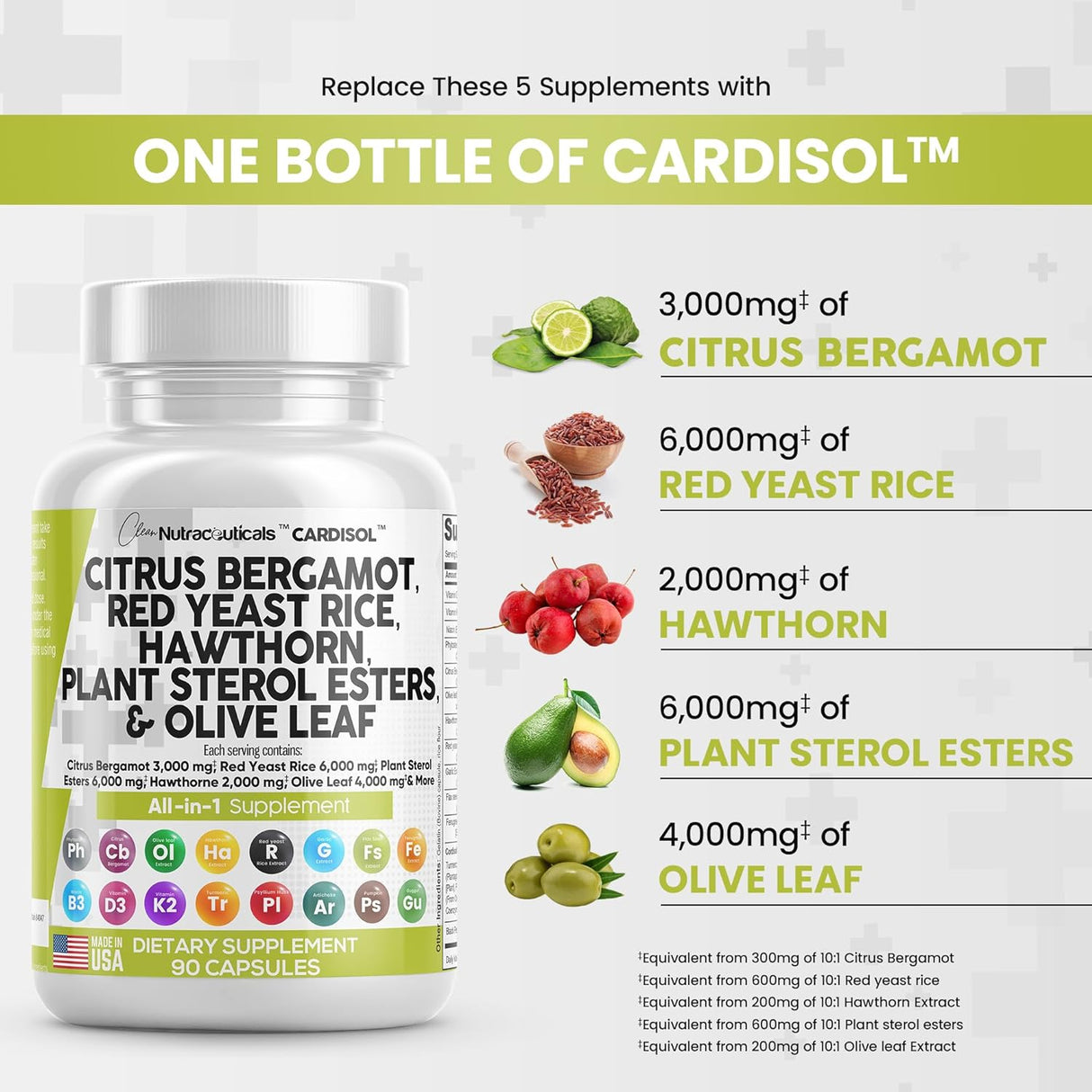 Suplemento Citrus Bergamota 3000mg Arroz de levadura roja