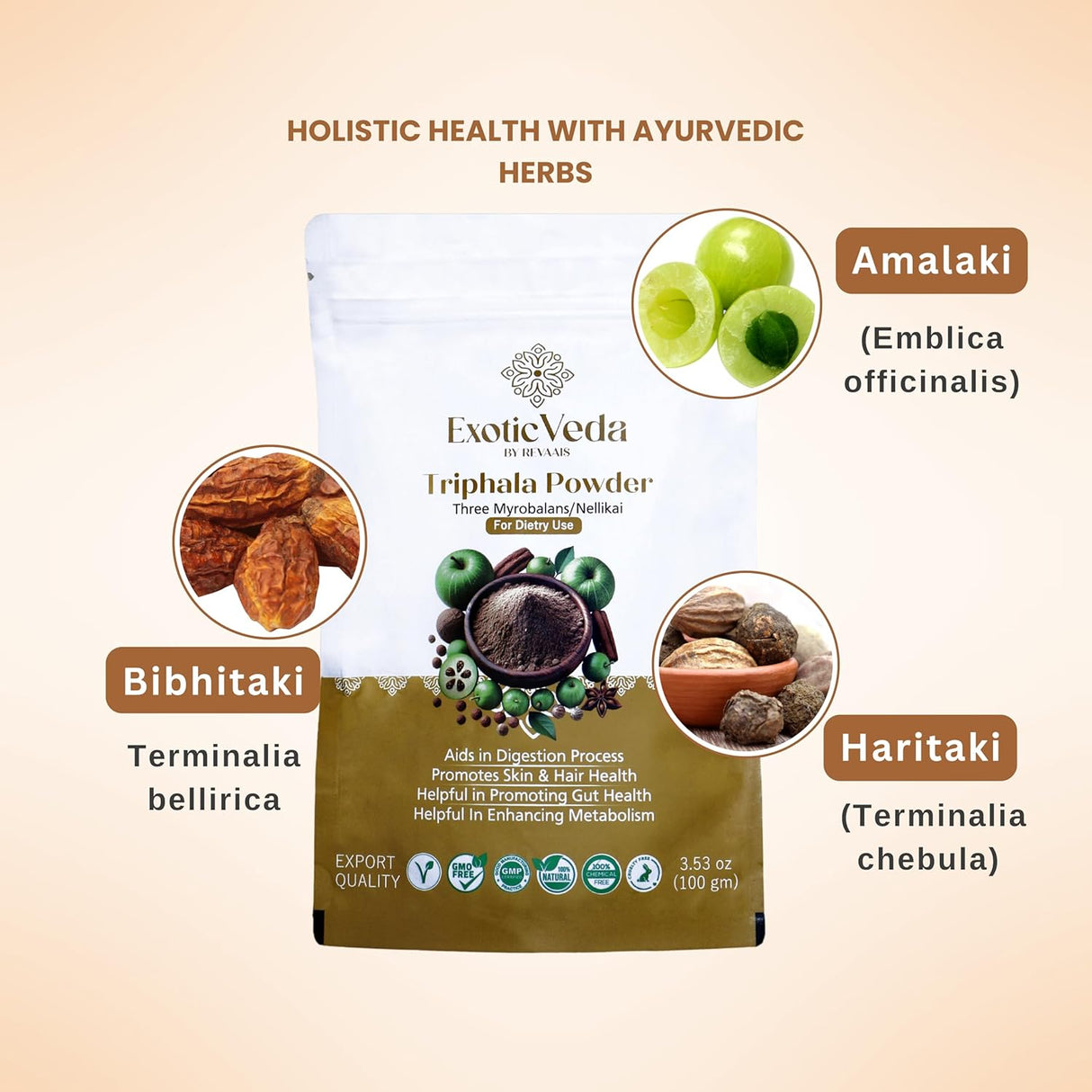 Polvo Orgánico de Triphala - Organic India - 100g Detoxificante