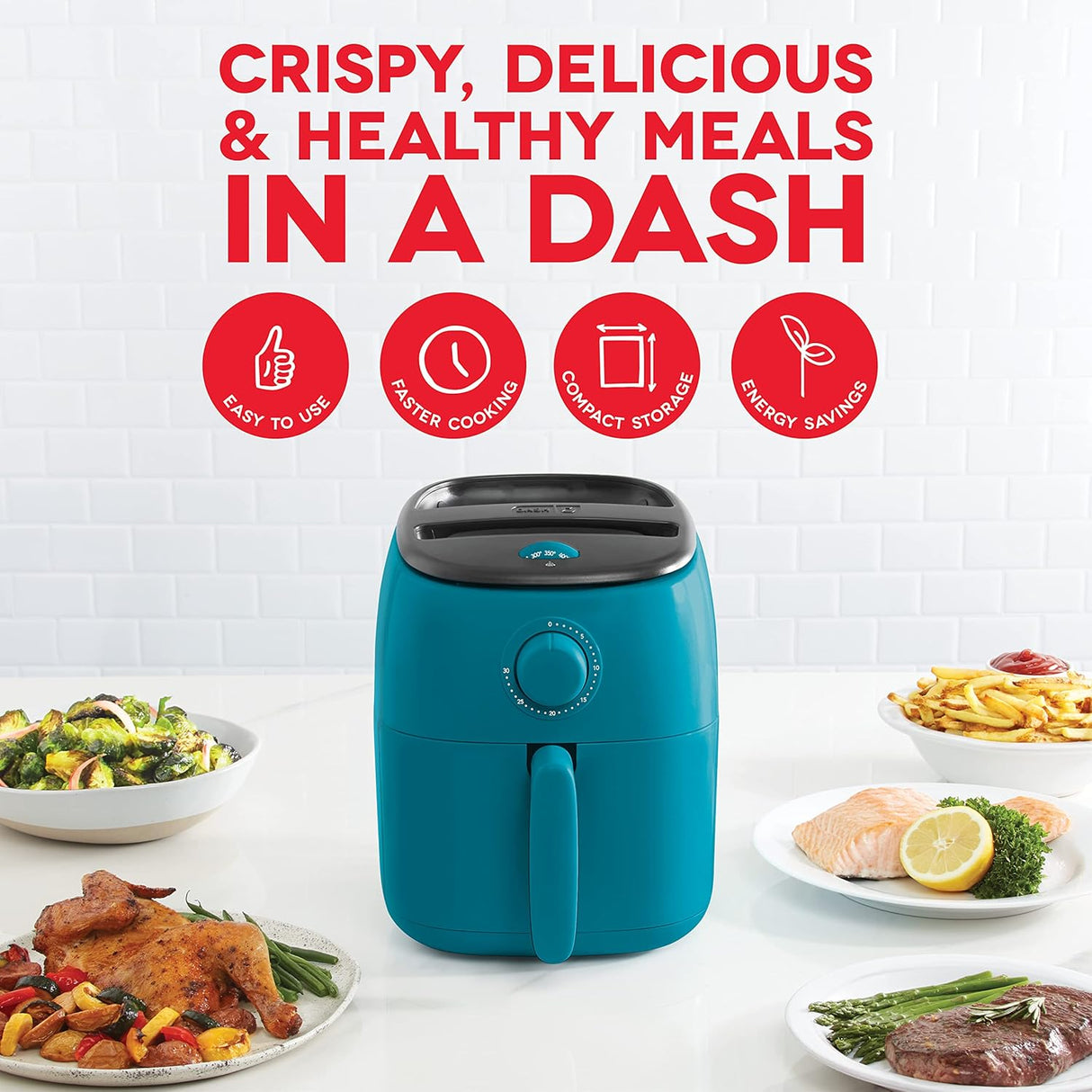 Freidora de Aire Tasti-Crisp™ de DASH, 2.6 Qt, 1000W, Compacta