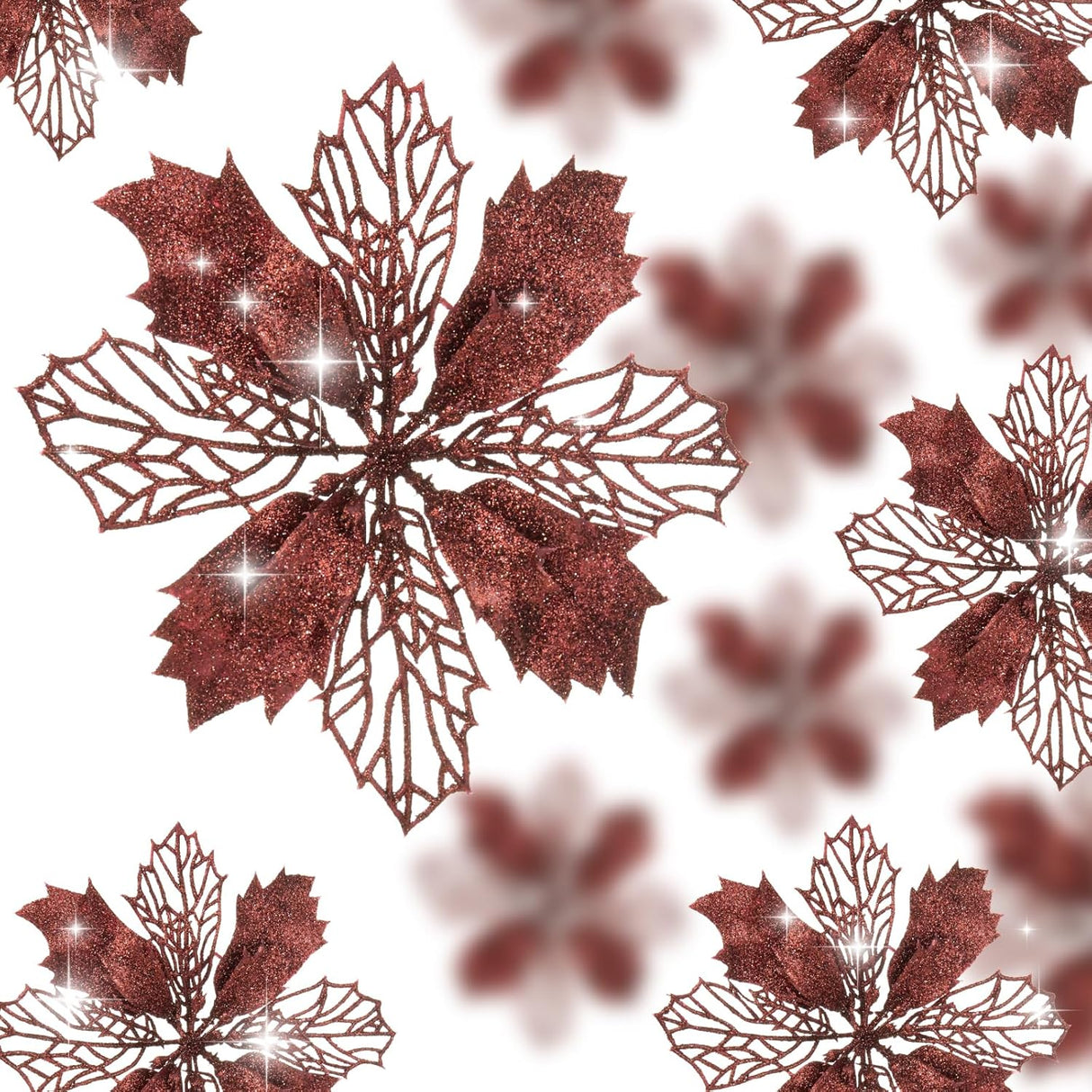 Flores Poinsettia Artificial 16 Pcs - Wironlst, Decoración Navidad