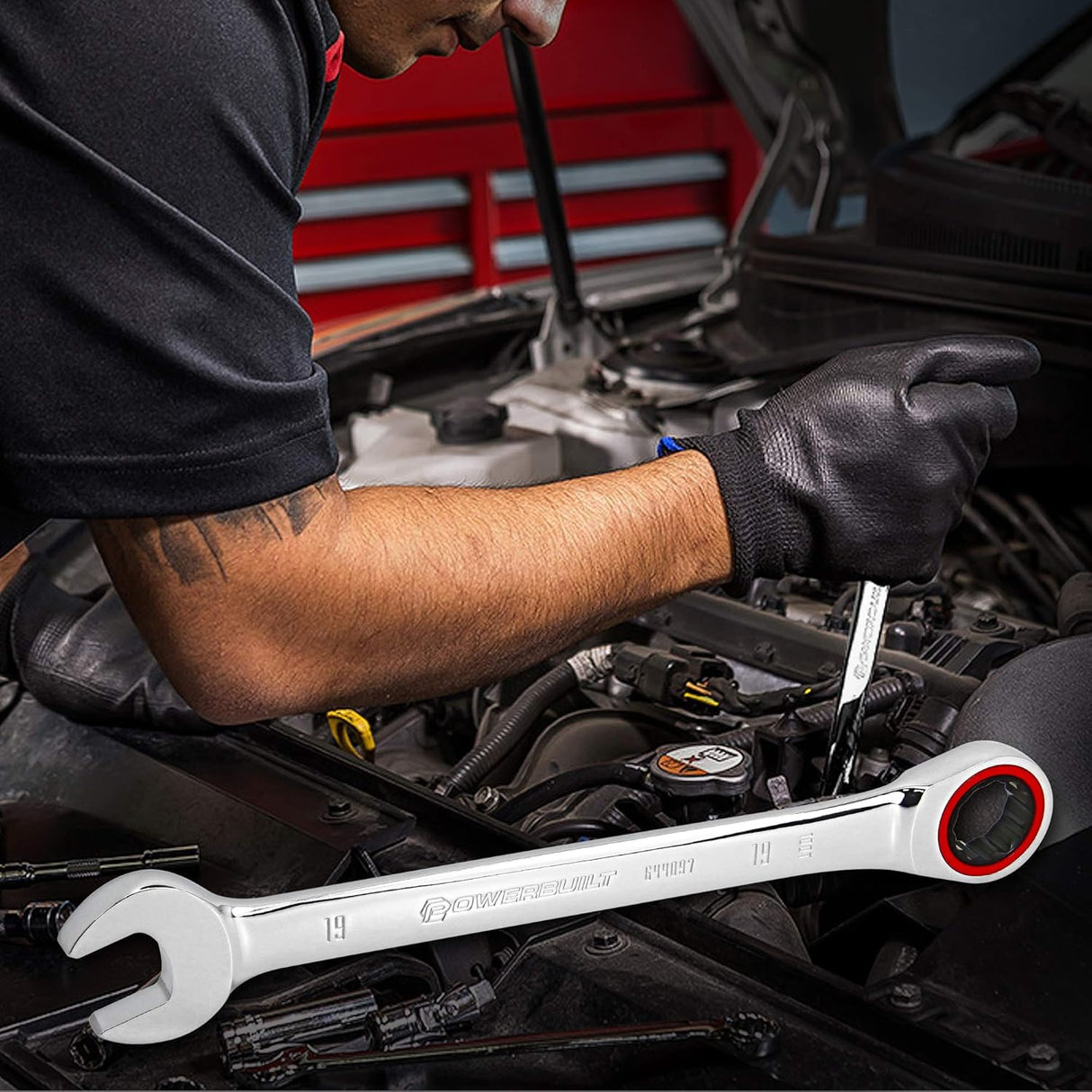 Juego de 7 Llaves de Carraca Métricas Powerbuilt 100 Dientes