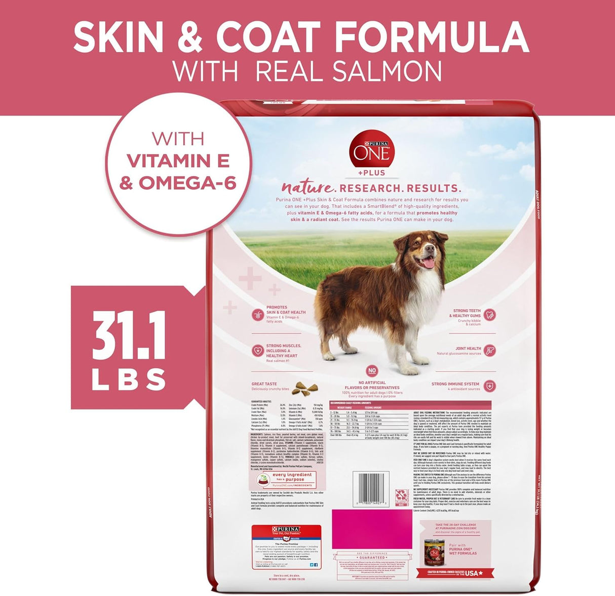 Purina ONE Comida Seca para Perros, Estómago Sensible, 31.1 lb.