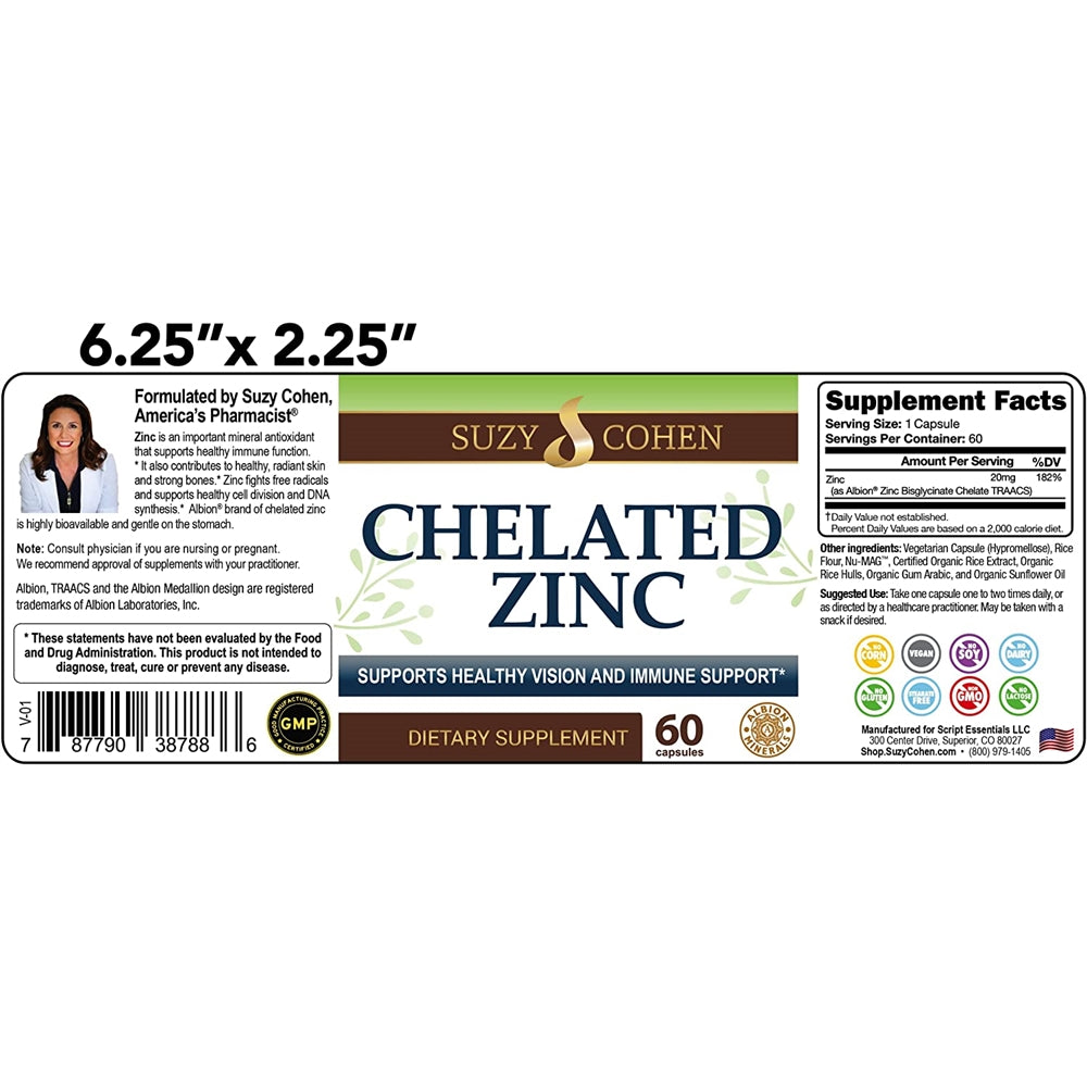 Suplemento de zinc quelatado 60 cápsulas para el estómago