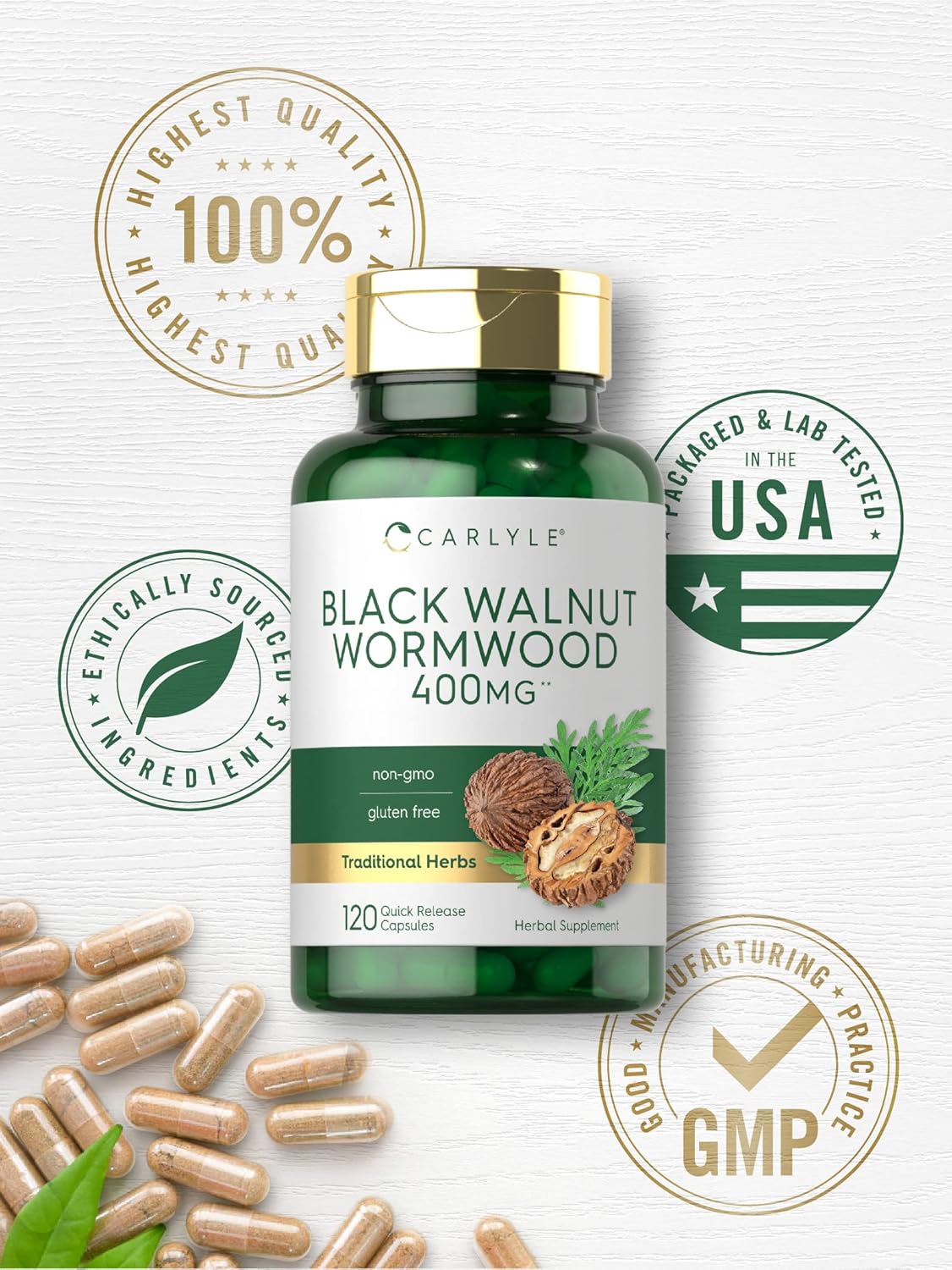 Carlyle Black Walnut Wormwood Cápsulas herbal 120
