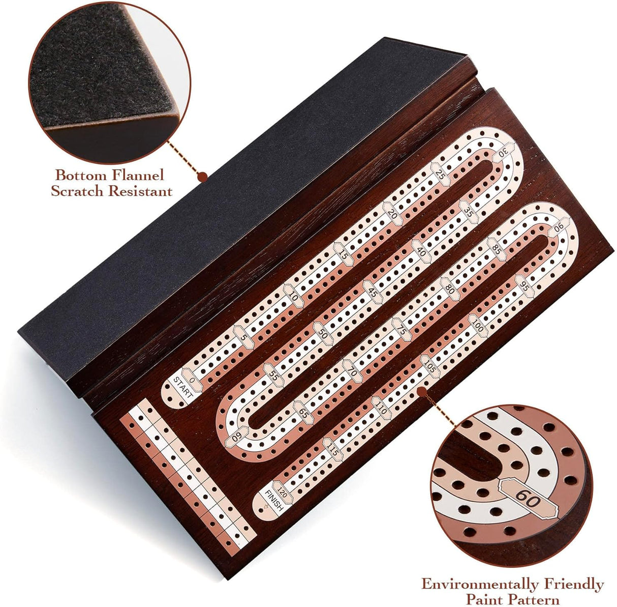 Juego de Cribbage AMEROUS con 9 Puntos y 2 Barajas, 3 Pistas
