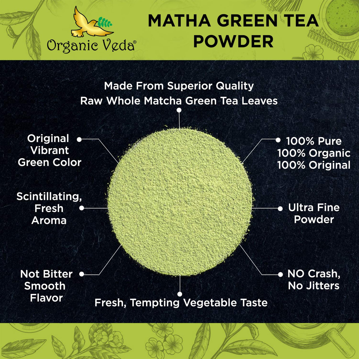 Polvo de Té Verde Matcha Culinario Orgánico y Antioxidante