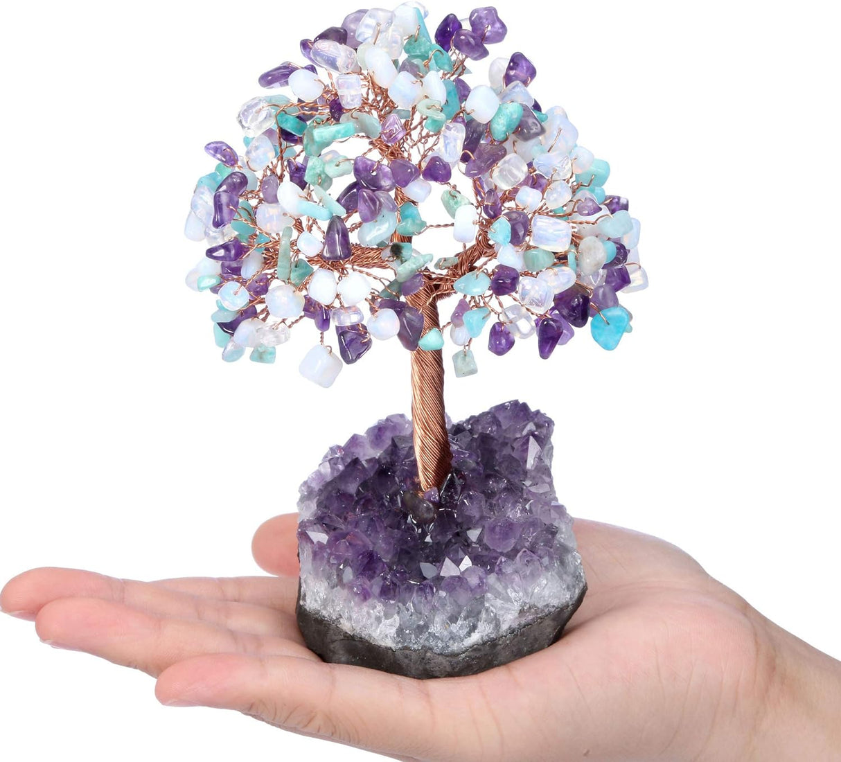 Jovivi Árbol de dinero de cristal curativo mixto de amatista