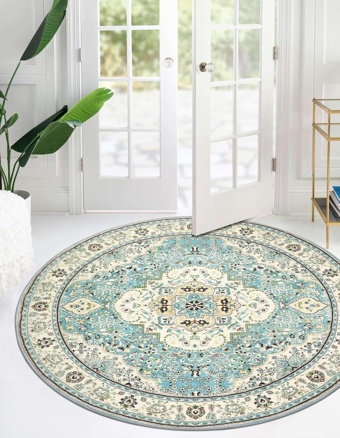 Tapetes decorativos redonda de medallón floral para hogar