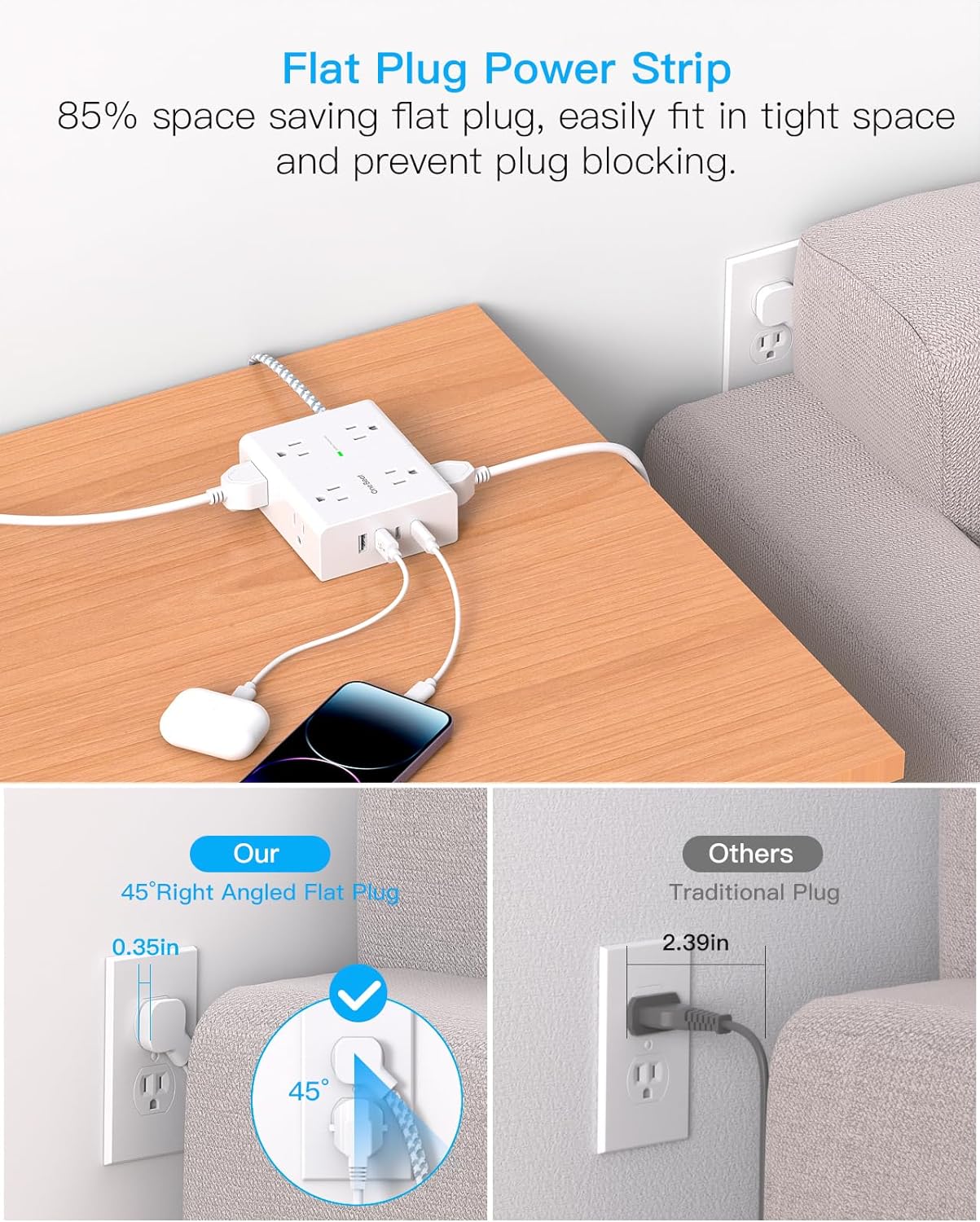 Cable protector de sobretensiones de 15 ft