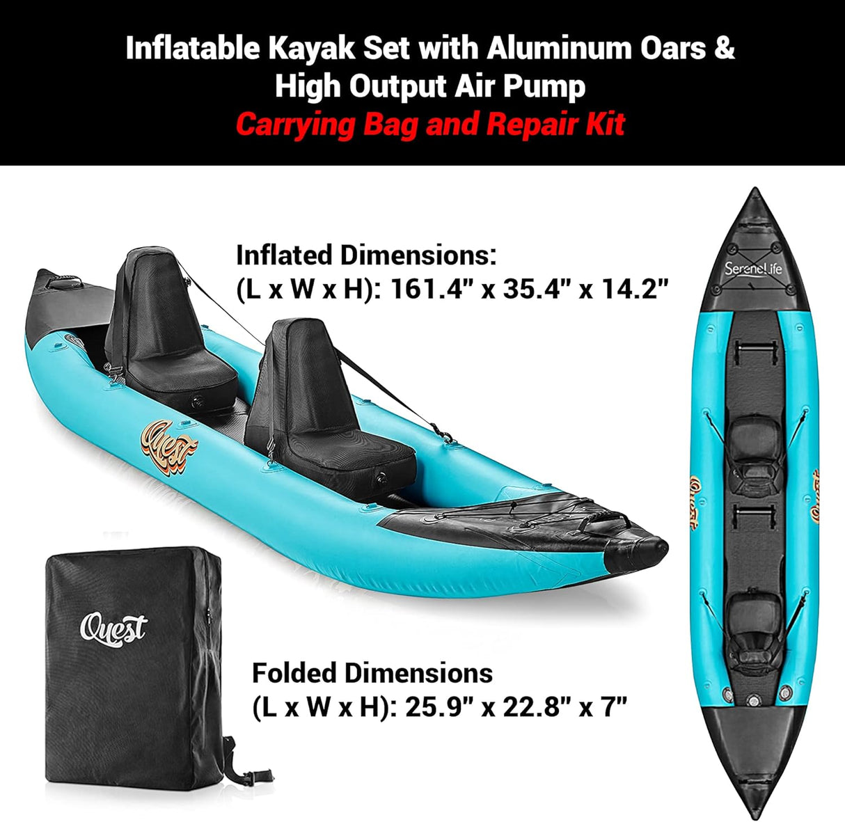 Kayak inflable para 2 personas SERENELIFE SLKYK50AQA