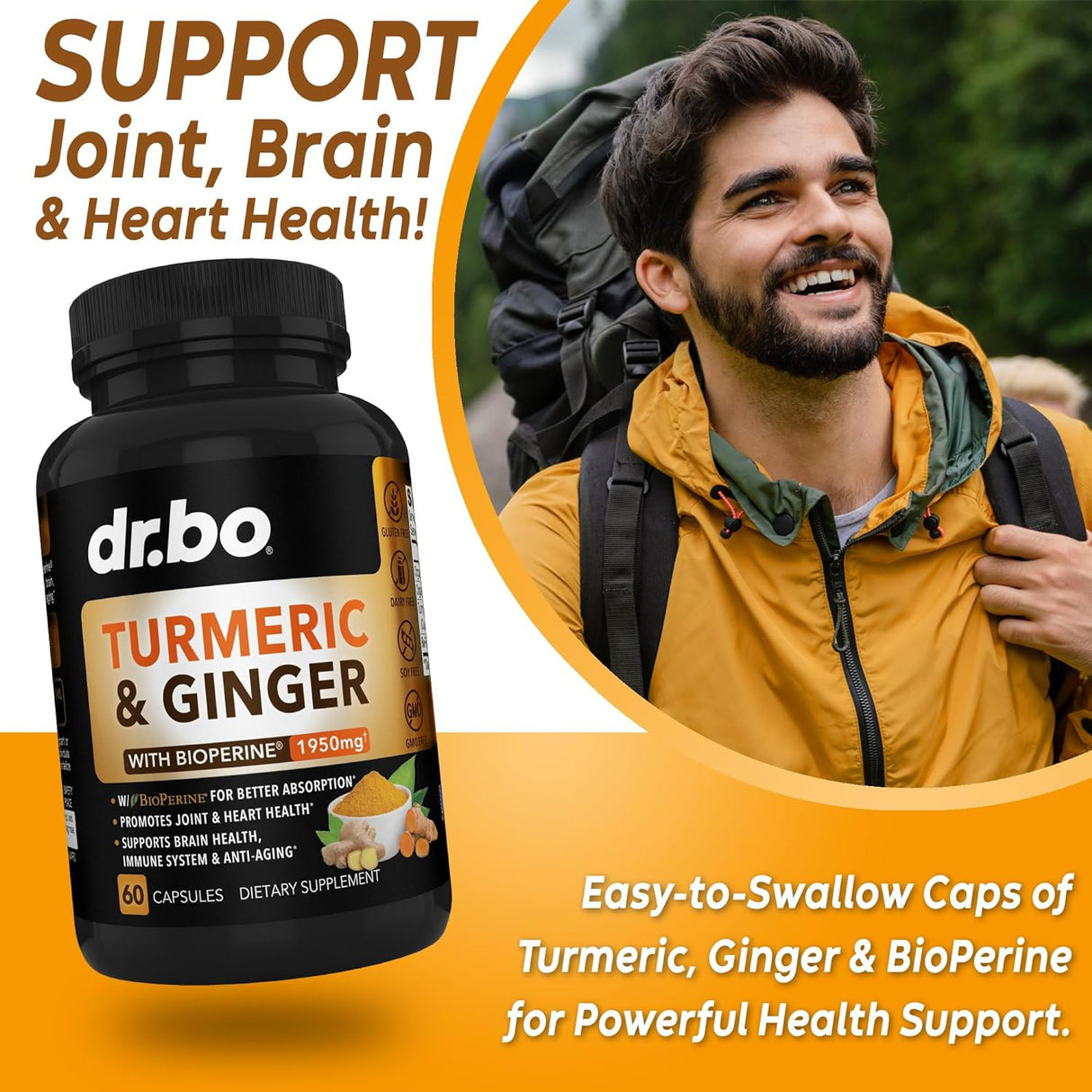 Suplemento de Cúrcuma Jengibre BioPerine para Articulaciones