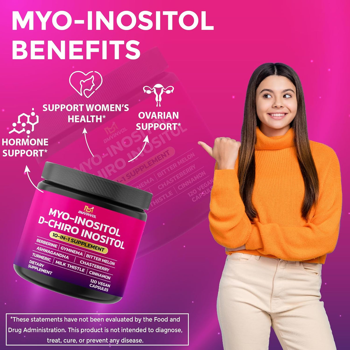 BMVINVOL Suplemento de Inositol con Berberina, 120 cápsulas