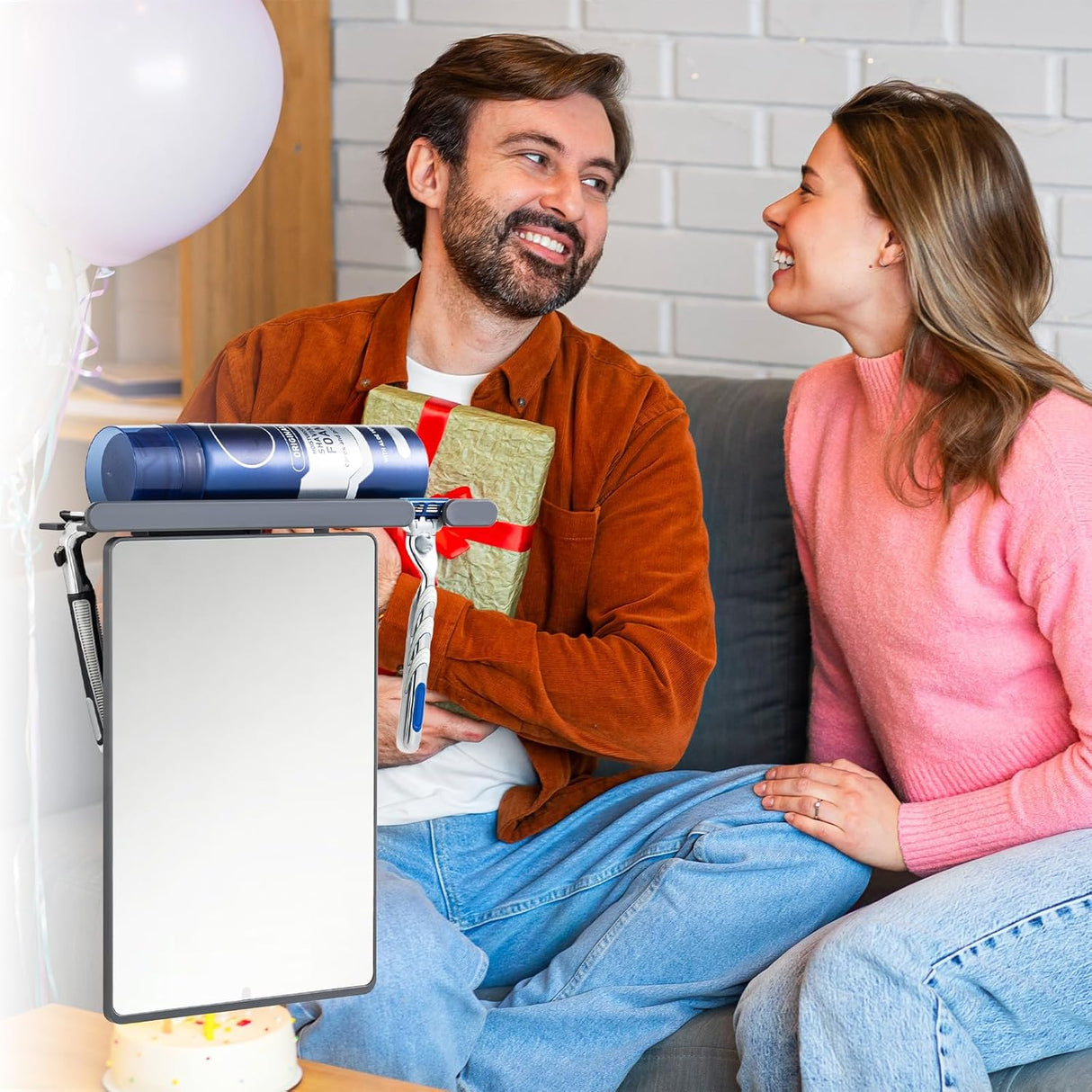 Espejo de ducha sin niebla para afeitar con soporte de maquinilla