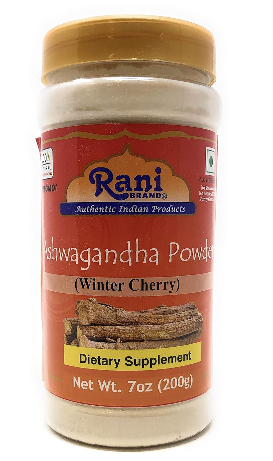 Polvo de raíz de Ashwagandha 200g Rani | Natural, Vegano, Sin Gluten