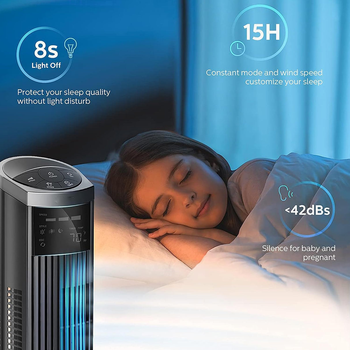 Ventilador Torre Oscilante Simple Deluxe 36, 3 Velocidades, Remote