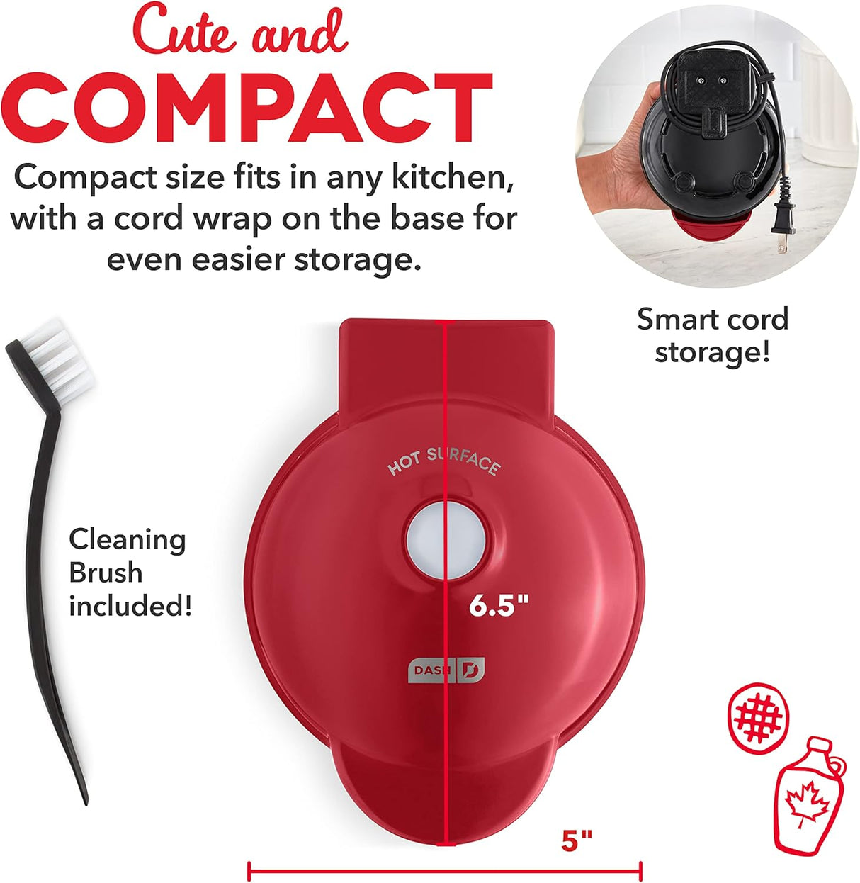 Wafleras Mini para waffles individuales rojo manzana DASH