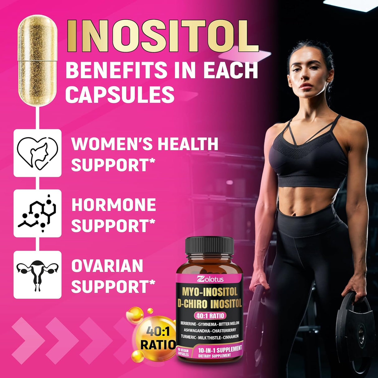 Zolotus Inositol 40:1 con Mezcla de Hierbas - 90 Cápsulas