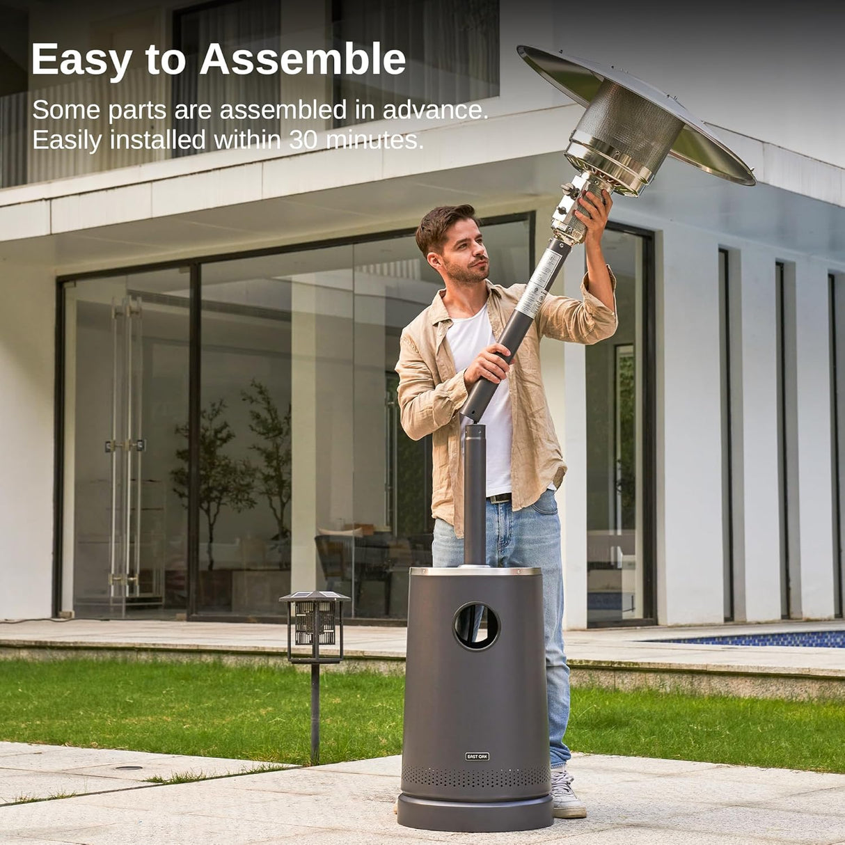 Calentador de patio doble capa sistema de protección triple