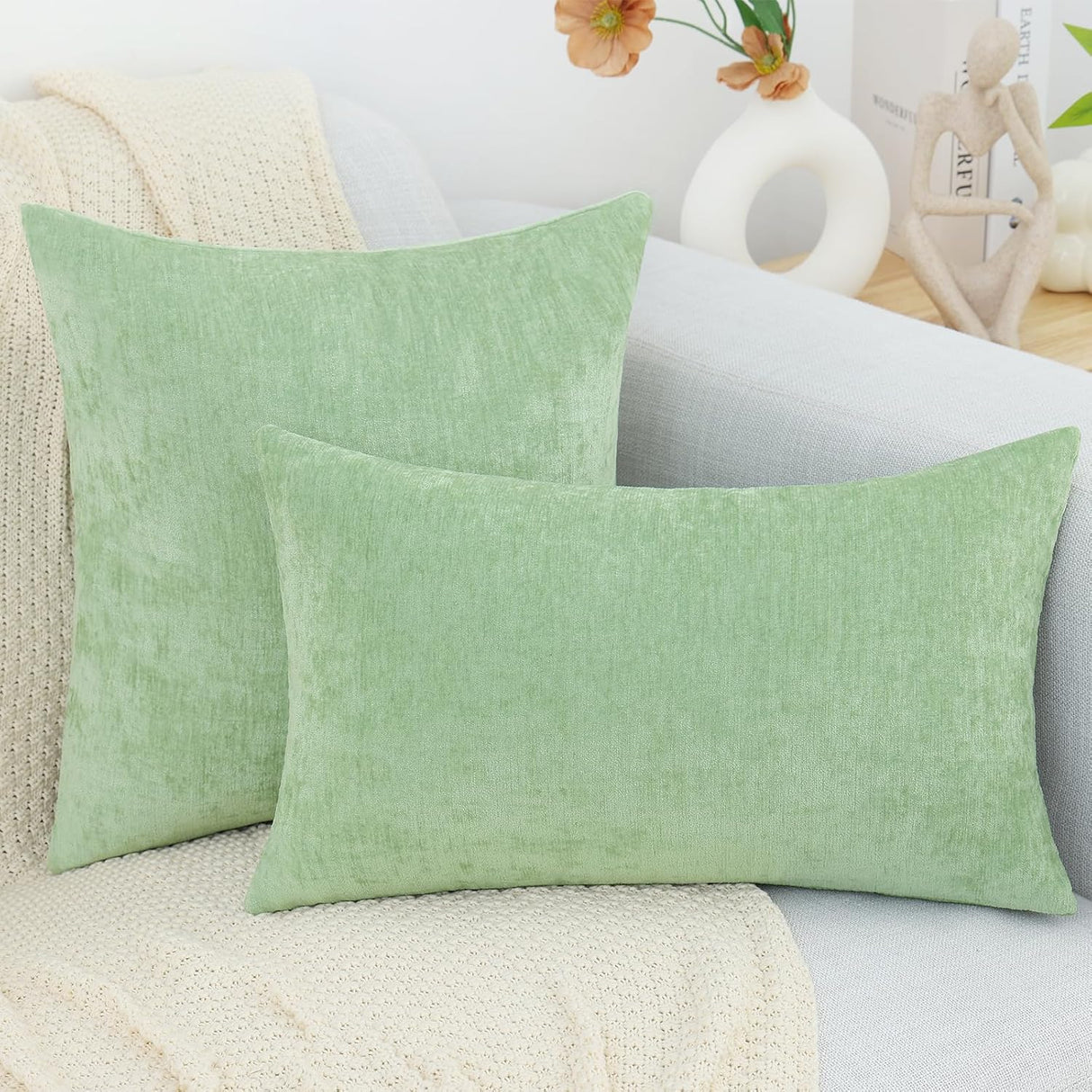 Fundas de Cojín Decorativas decorUhome 12x20, Chenilla Suave