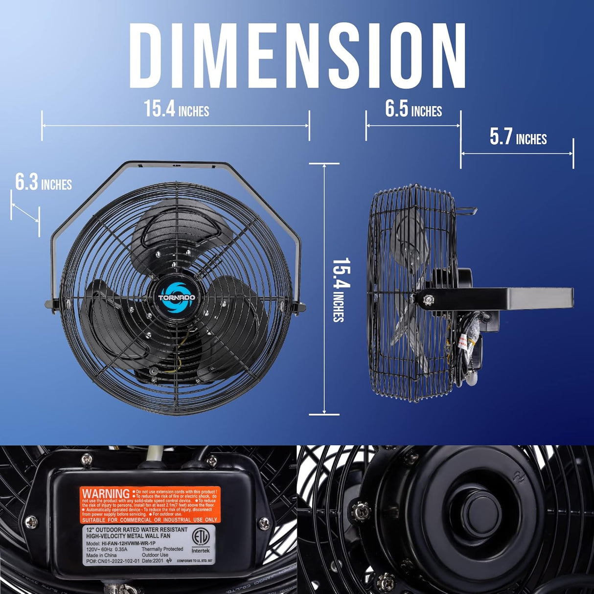 Ventilador Industrial Tornado 12 Alta Velocidad IPX4 TEAO 3 Velocidades