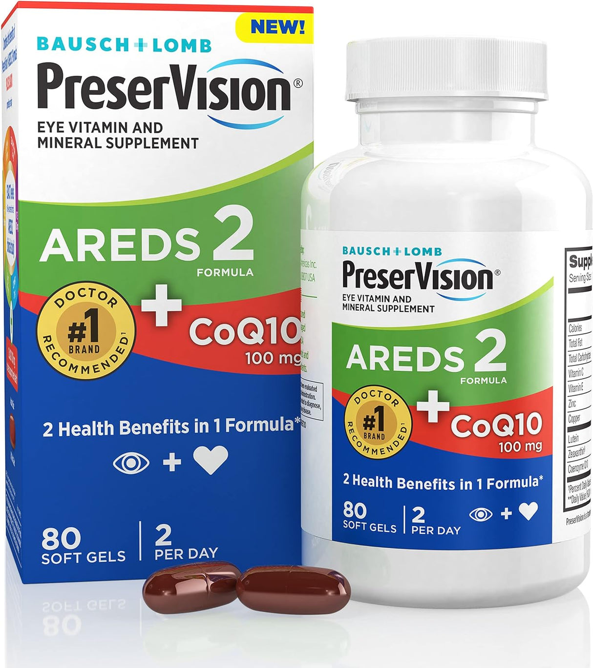 Suplemento AREDS 2 Vitaminas oculares con CoQ10 80 cápsulas
