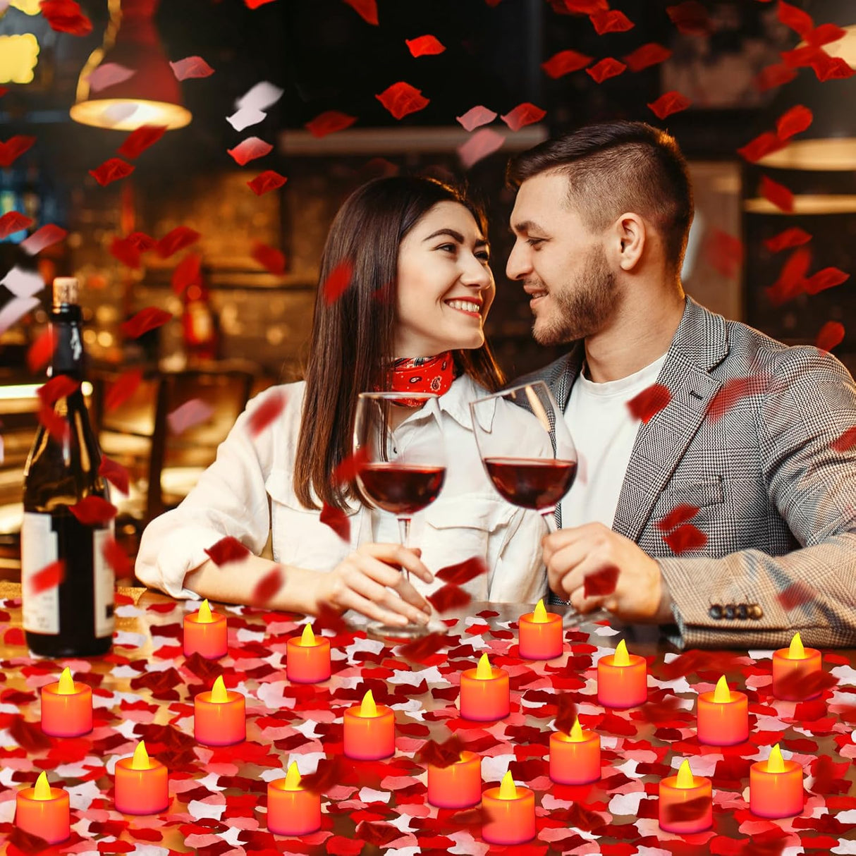 Pétalos de rosa artificiales Coume 6000 Pcs con 72 velas LED