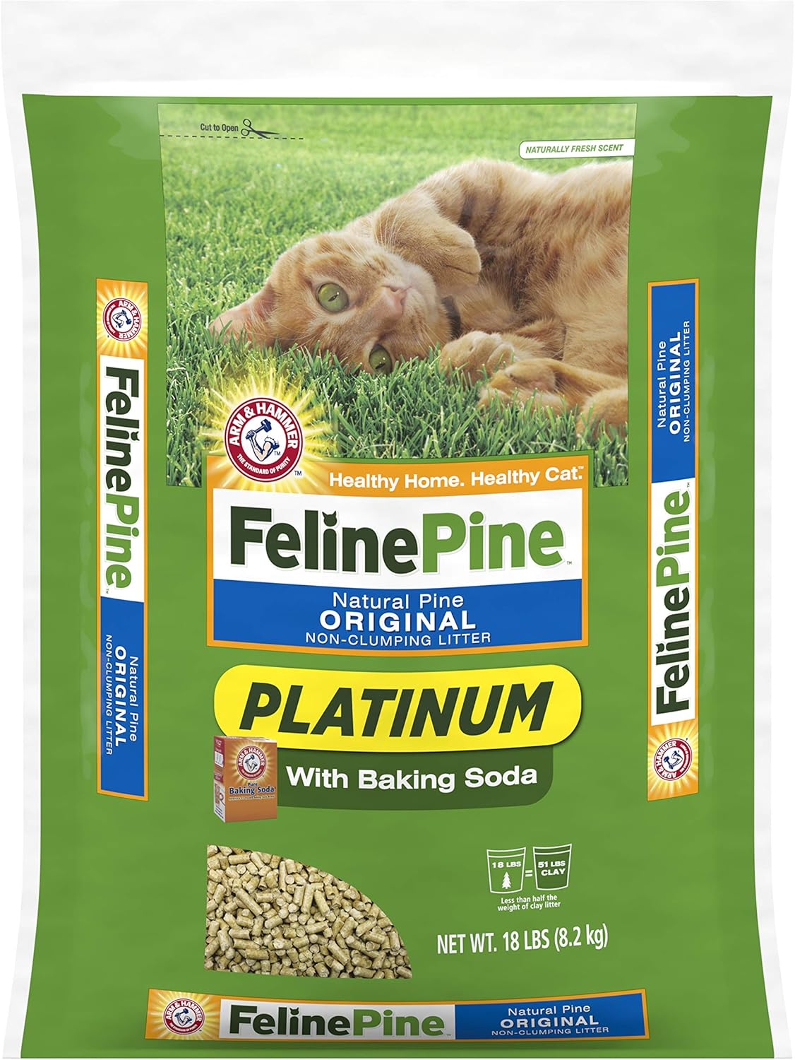 Arm & Hammer Piedra para gato Feline Pine Platinum 18lb, no aglomerante