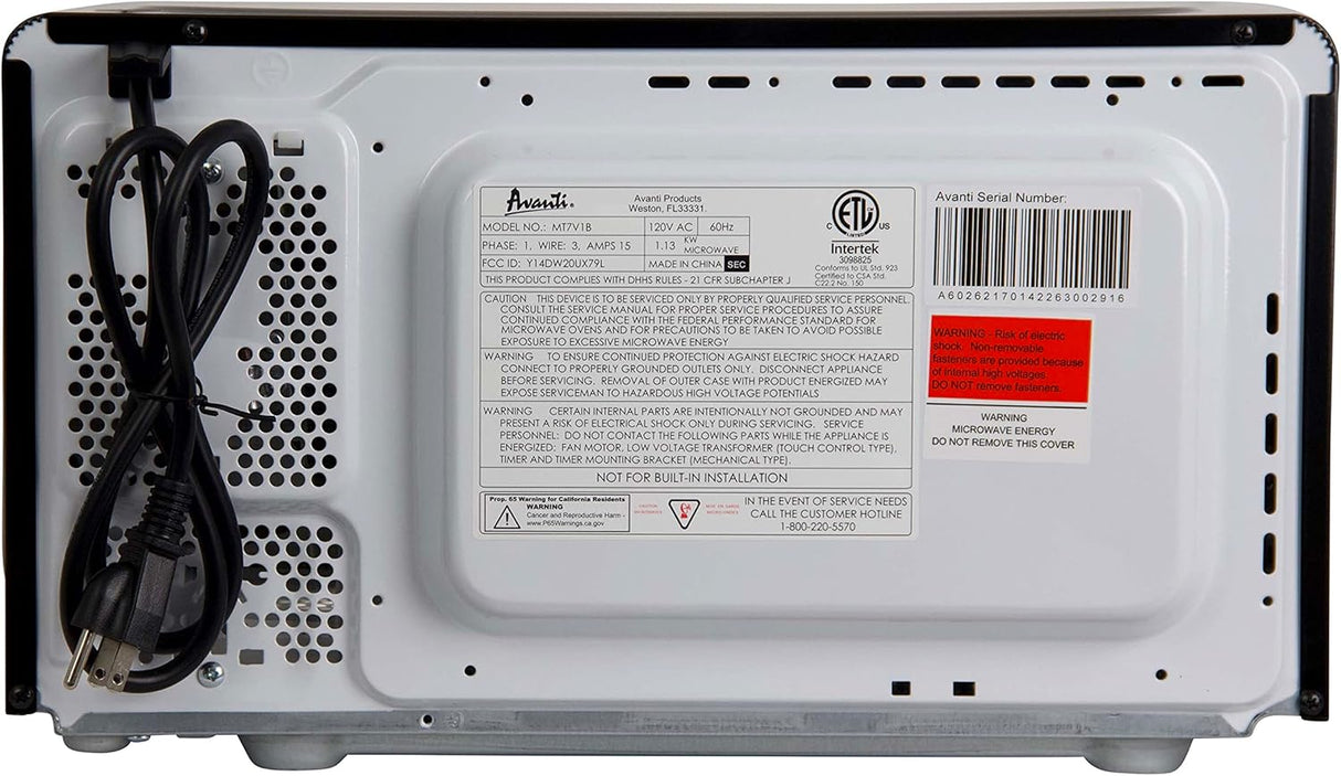 Horno Microondas Avanti MT7V1B 700W, 6 Configuraciones, Panel Electrónico