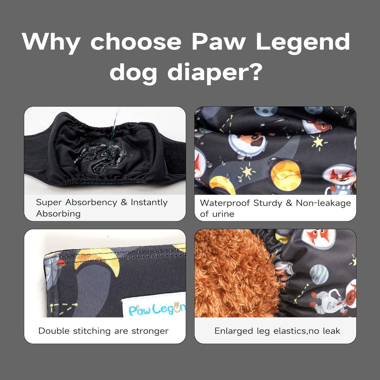 Paw Legend Pañales lavables Pañales de alta absorción para cachorros