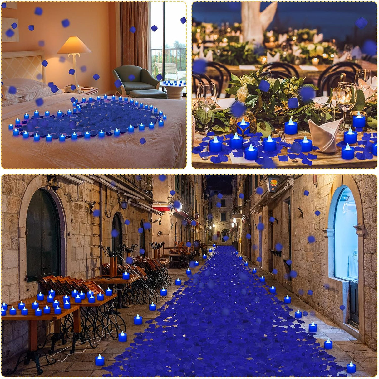 Pétalos de Rosa Artificiales Coume con 72 Velas LED Flameless