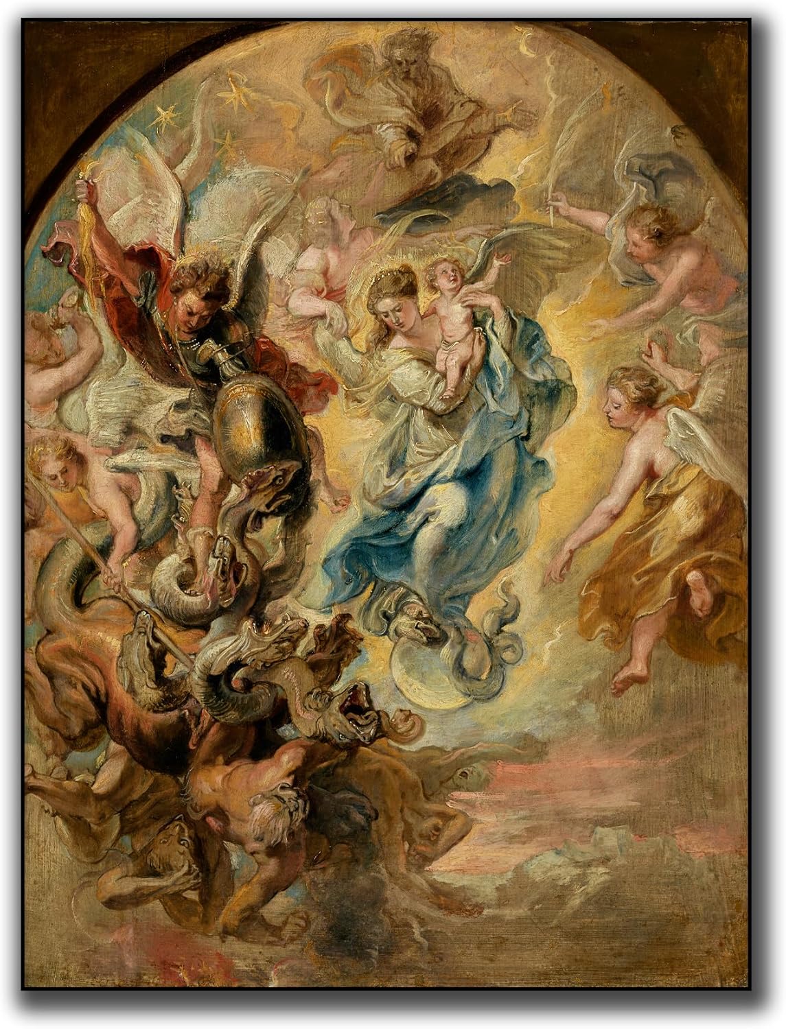 Poster barroco de La Virgen como Mujer del Apocalipsis sin marco