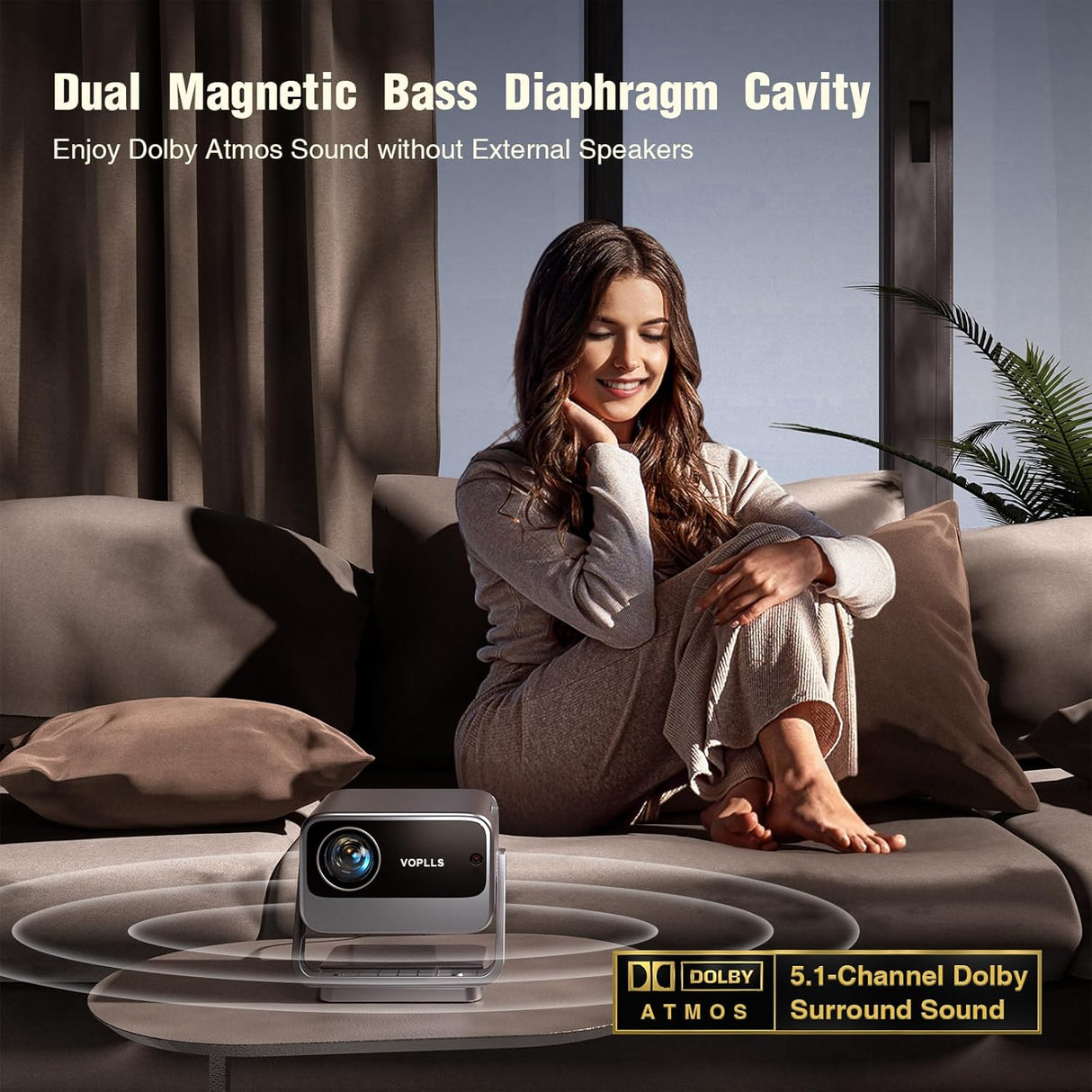 Proyector 4K VOPLLS con WiFi, Bluetooth y audio Dolby, modelo VOPLLS