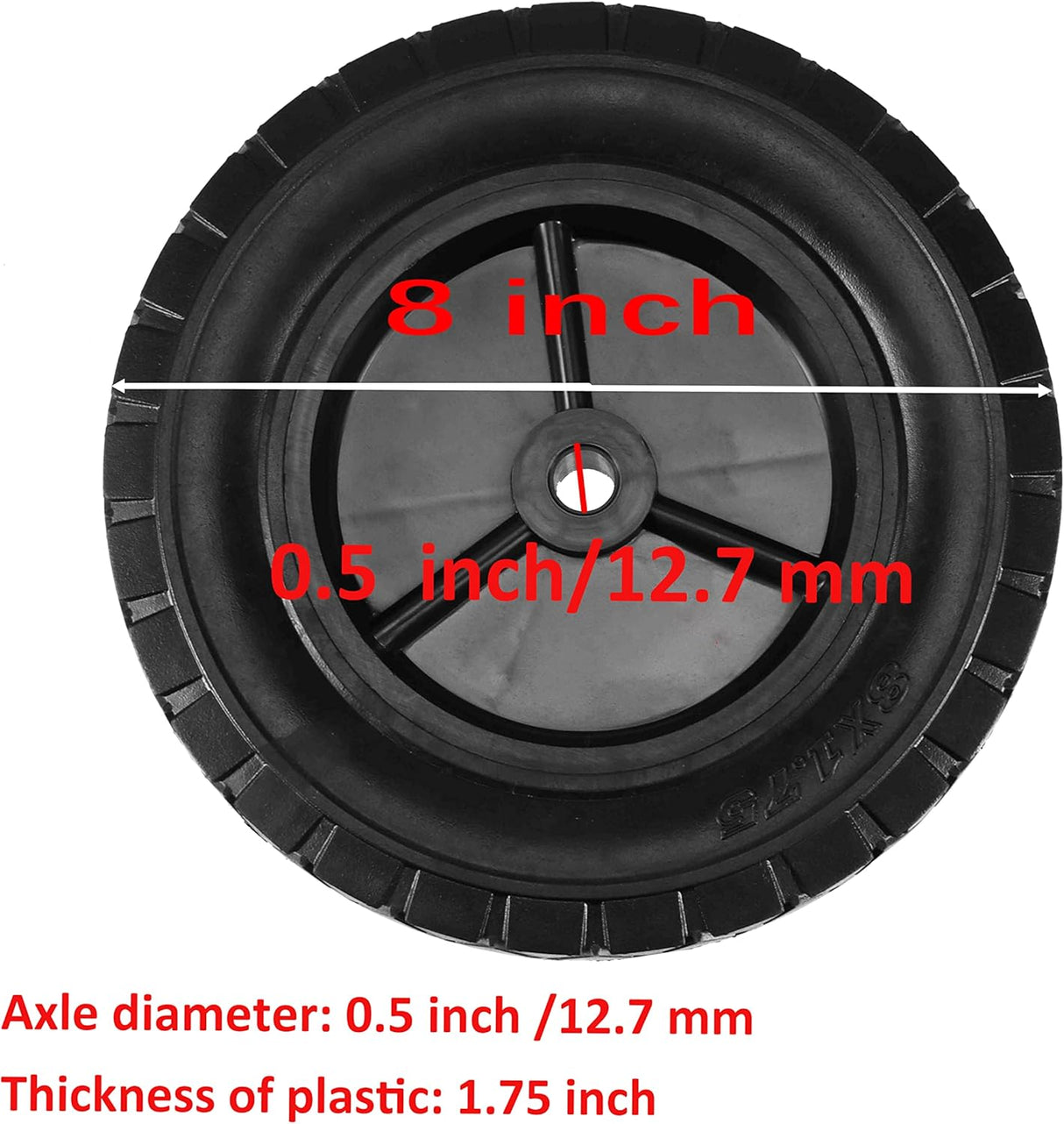 Ruedas de goma para carretilla, 8 x 1.75, 110 LBS, universal
