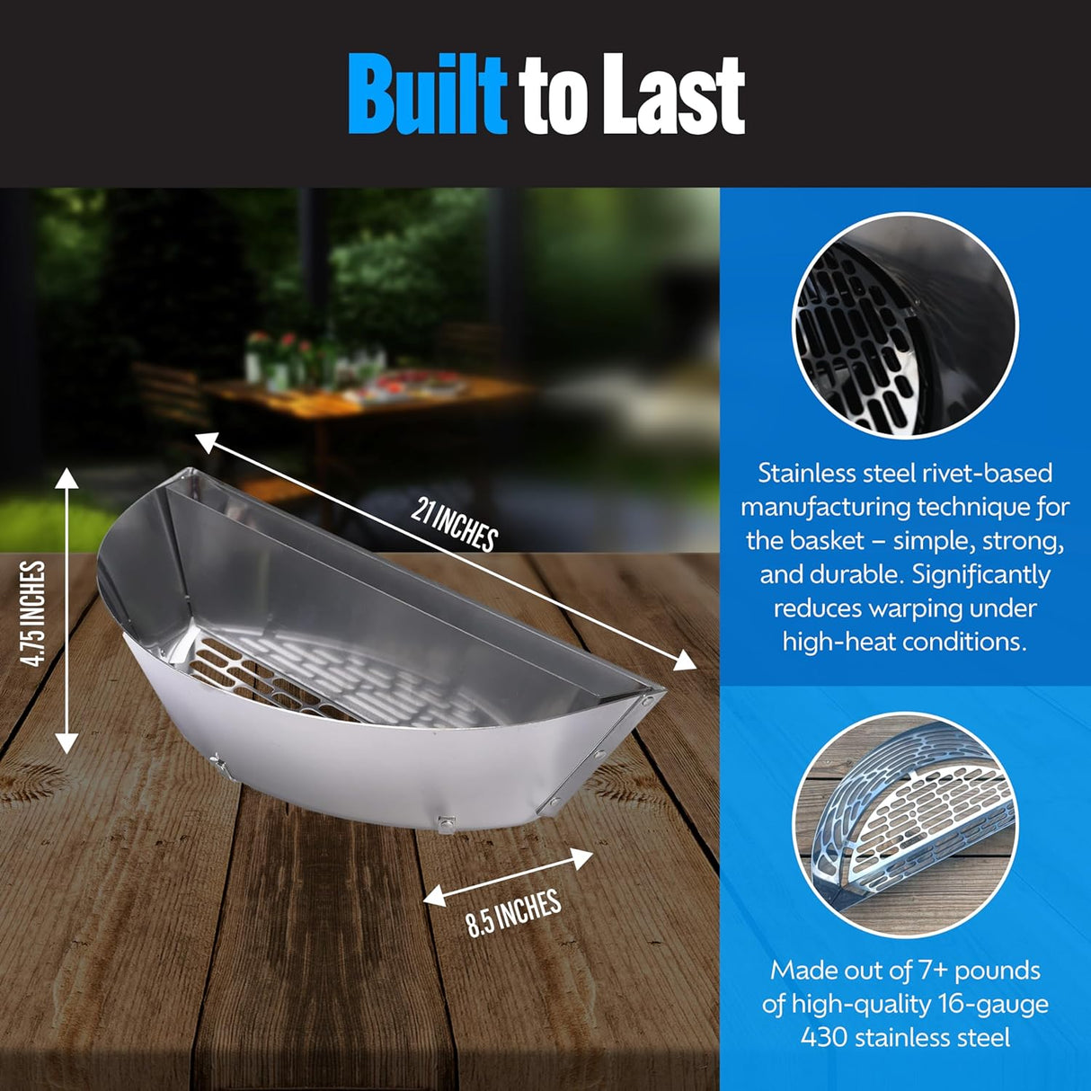 Insert Deluxe para Barbacoa, Slow 'N Sear, 22” para Kettle